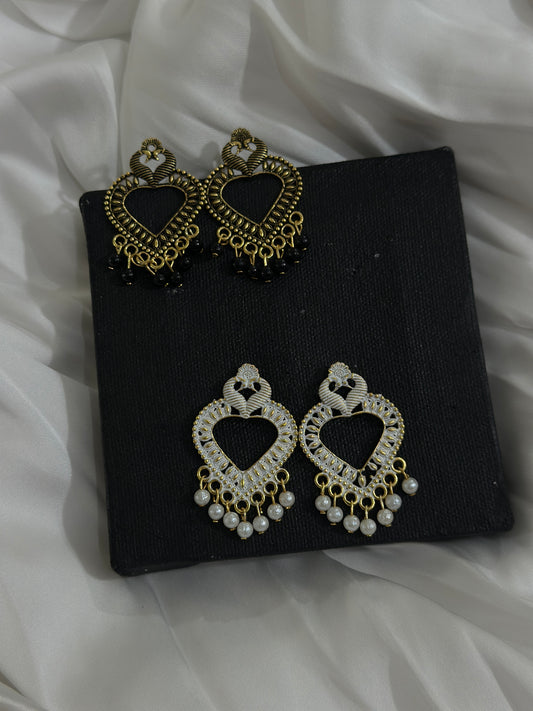 Heart jhumka white